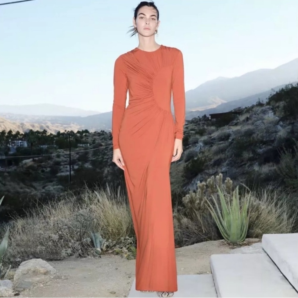 H&M Studio Collection Gathered Bodycon Dress (Burnt orange) - Picture 1 of 15